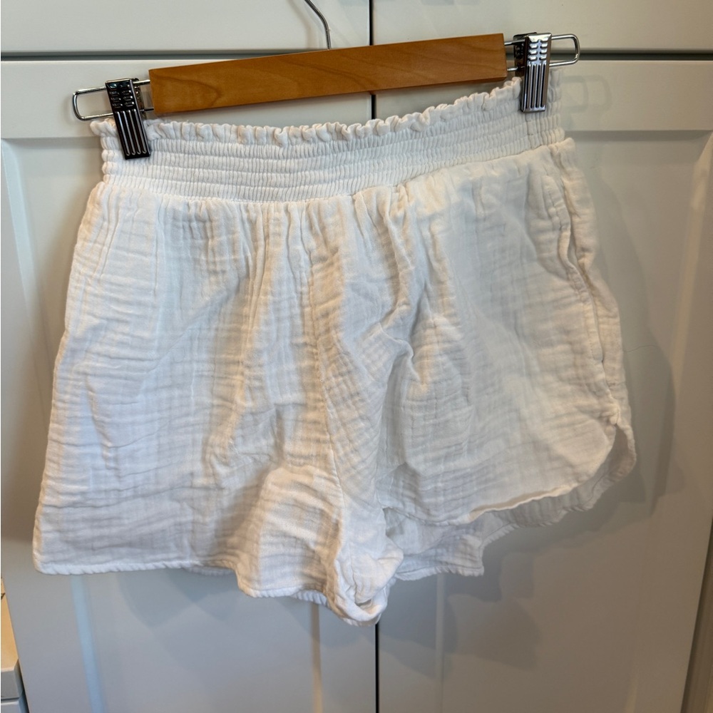 Aerie Wrinkle Gauze shorts in white